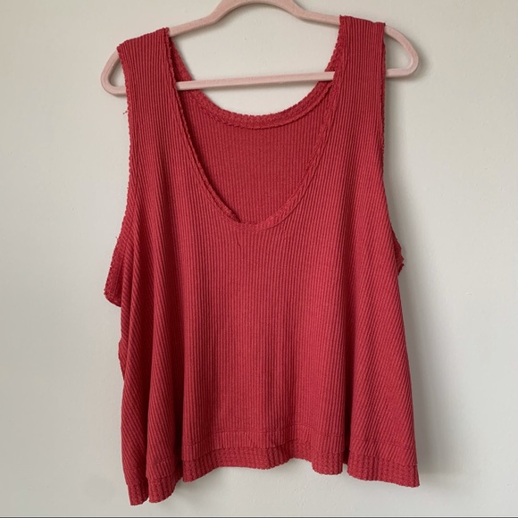 We The Free Ribbed Low Back Tank Top Distressed Scoop Neck Size Large - Picture 3 of 7